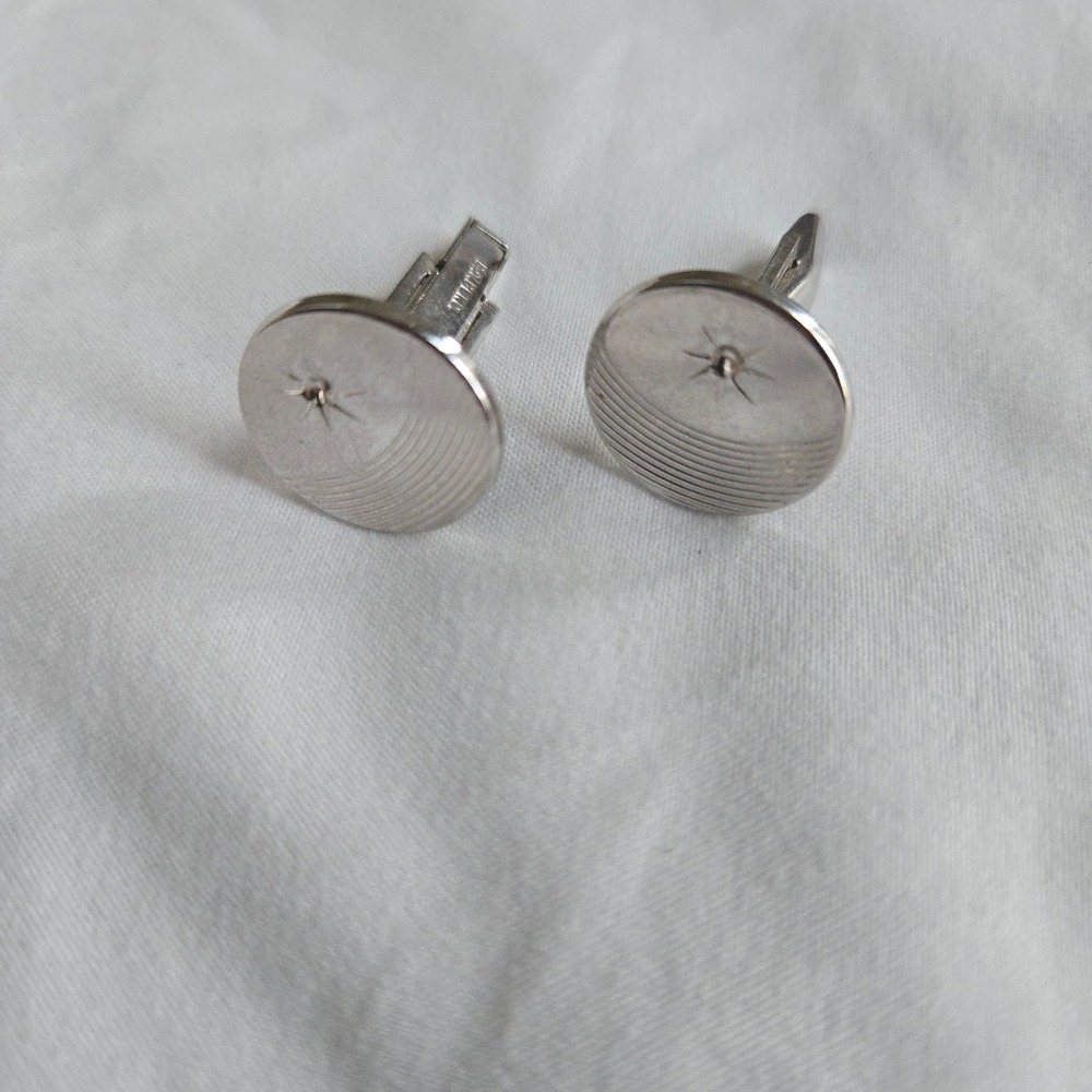 VTG Atomic Starburst Silver Cufflinks Unbranded Cuff Links OS Mens Silver Etched